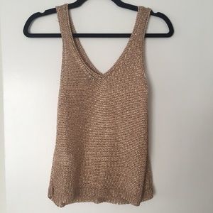 Topshop Rose Gold Metallic Knit Top